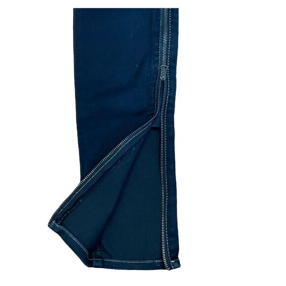 2.1 Denim Skinny Zip Hem Jeans Black Dark Wash Low Rise Leg Y2K 24 - Picture 2 of 6